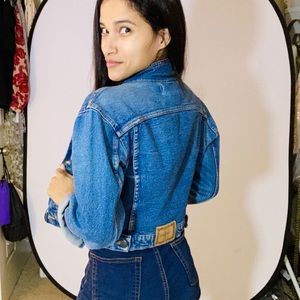 Betsy Johnson Cropped Jean Jacket / Denim Jacket Petite Vtg